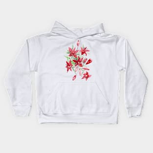 Asiatic red lilies. Watercolor Illustration. Kids Hoodie